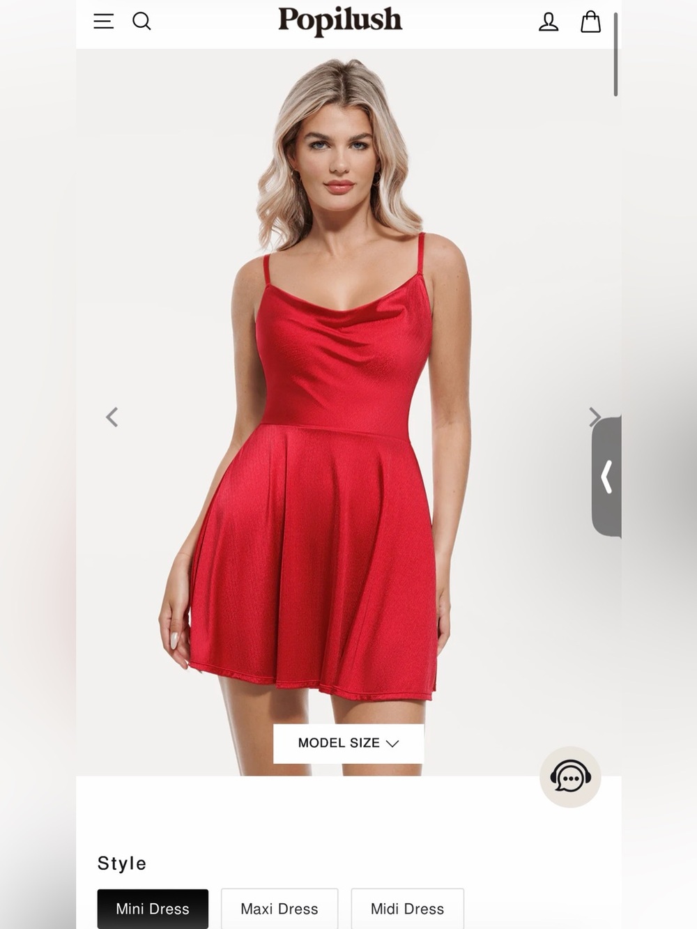 Satin Red Cowl-Neck Spaghetti Strap Mini Dress